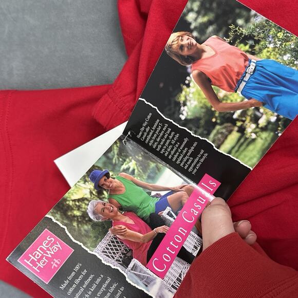 Vintage Fruit Of The Loom Shorts Cotton Casuals High Waist Large Red New NOS - Picture 7 of 10
